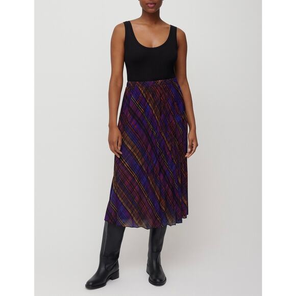 Live 4 Truth Plaid Midi Skirt Women’s XL Purple Multicolor Pleated Polyester New - Picture 1 of 8